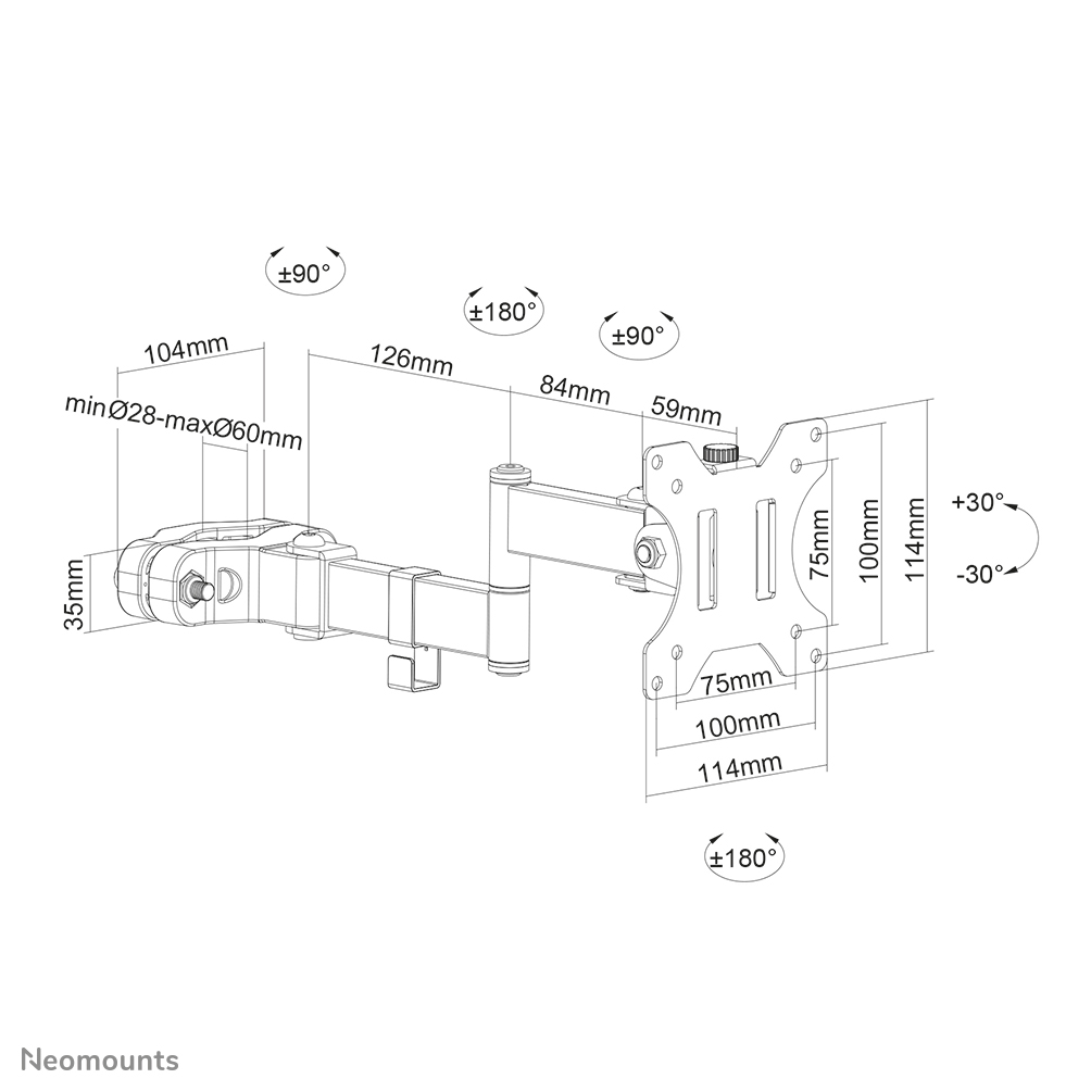 Neomounts FL40-450BL11 TV pole mount 17-32" - diam. 28-60 mm - full motion
